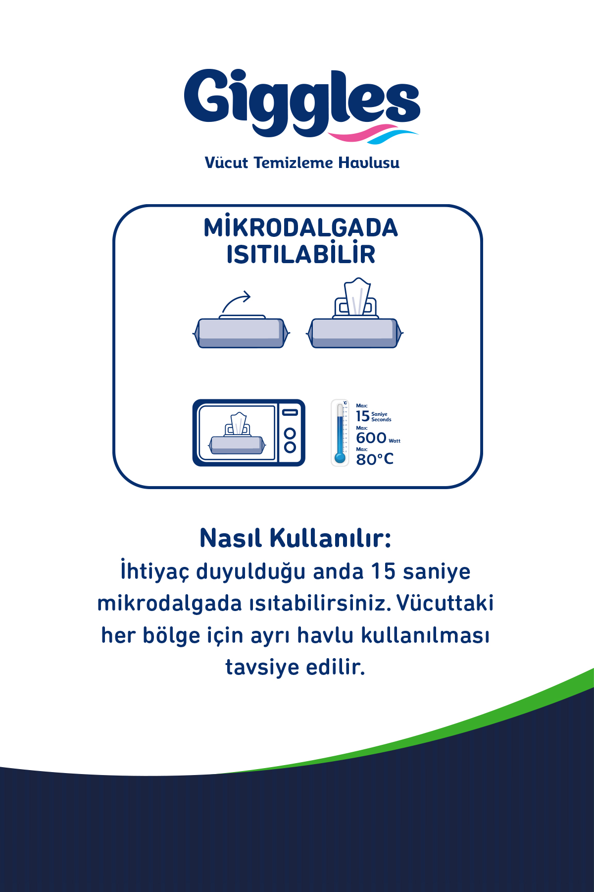 Giggles Vücut Temizleme Havlusu 50'li 1 Paket 50 Havlu